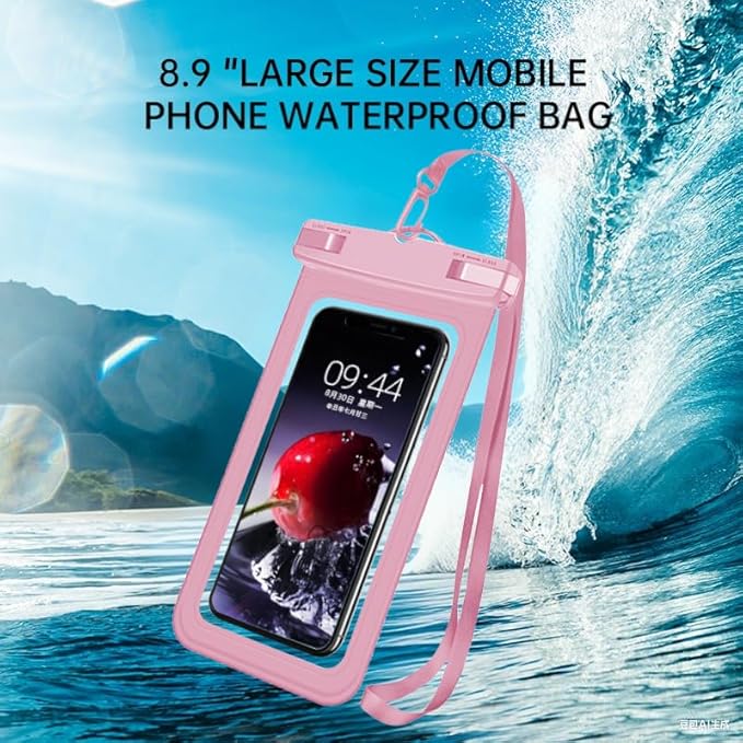 [Up to 6.9" 2 Pack Waterproof Phone Pouch Case,Waterproof Phone Bag for iPhone 17 16 15 14 13 Pro Max Plus Galaxy S25 S24 Ultar Plus+,IPX8 Cellphone Dry Bag Beach Travel Essentials-Pink