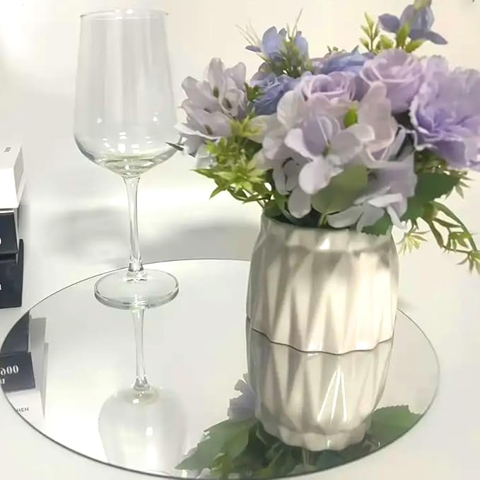 16Pack Round Mirror Centerpieces for Tables, 10inch Circle Mirror Plates for Tables Mirror Centerpieces, Flat Circle Mirror Trays for Tables, Mirror Candle Plates for Table Weddings Party Centerpieces