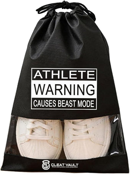 Generic Cleat Vault | High-Performance Sports Travel Shoe Storage Bag w/Motivation (Beast Mode, Black, Large (US Shoe Size 7+)), CV-FC100