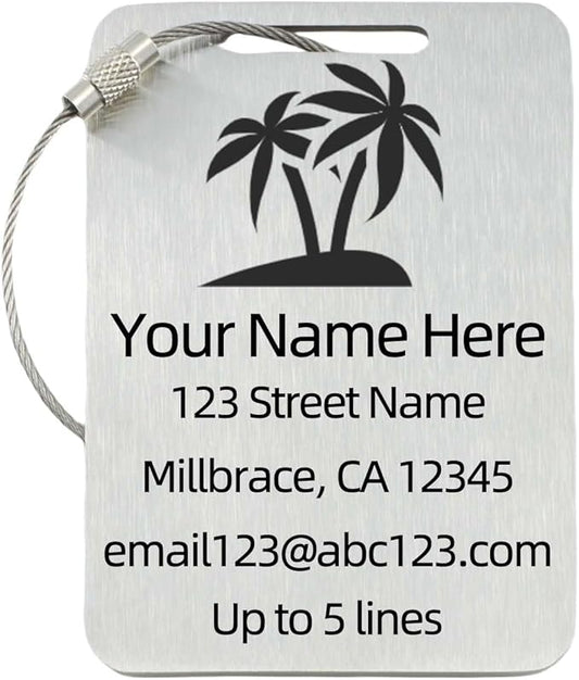 Sturdy and Durable Personalized Luggage Tags for Suitcases,Cruise Essentials Travel Tags for Luggage,Travel Bag Labels,Heavy-Duty Stainless Steel Silver Rectangular Vertical Suitcases Tags