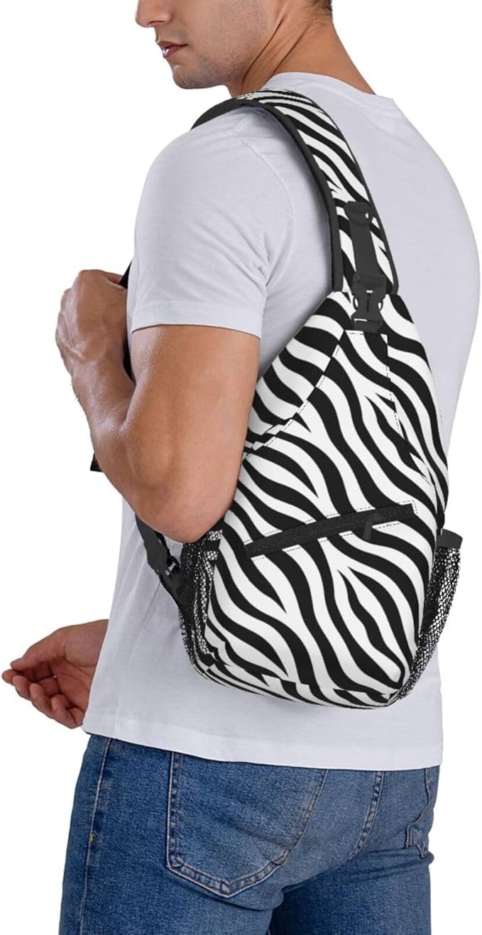 QFXUYNG Zebra Print Adult Sling Bag Unisex Chest Bags Crossbody Backpack Casual Daypacks Shoulder Bag for Women Men Cycling Hiking Travel