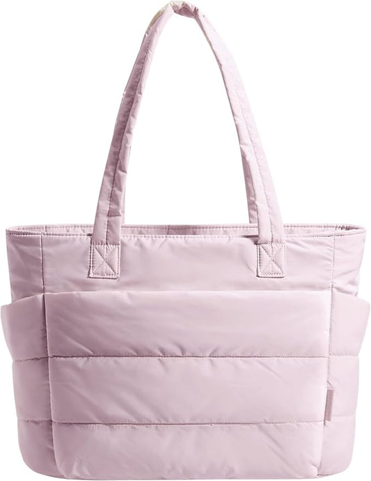 BAGSMART Tote Bag for Women, Lightweight Puffy Tote Bag with Compartments Shoulder Bag Handbag for Travel, Work, Gym