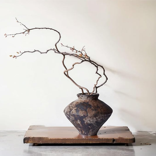 Wabi Sabi Rusty Vintage Vase, 6.1" Tall Wabi Sabi Decor Rustic Farmhouse Pottery Vase for Centerpiece, Textured Pottery Flower Vases for Home Decorative, Table, Living Room, Bedroom, Bathroom, Kitchen