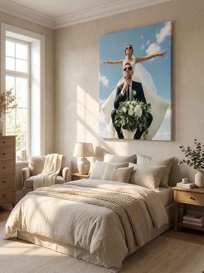 Custom Canvas Prints with Your Photos, Frameless Wall Art Canvas, Personalized Photo Print for Home Decor, Family & Pet Pictures, Gifts for Birthday & Anniversary, Made in USA (24"L x 16"W)