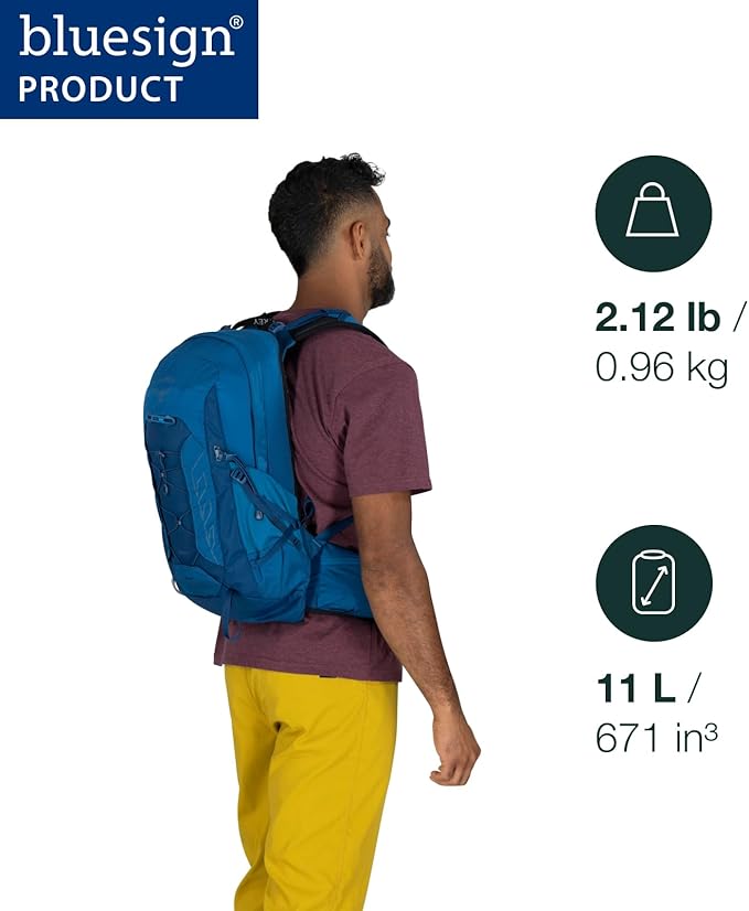 Osprey Talon 11L Men's Lightweight Hiking Backpack - Small Daypack for Travel & Camping, Scoria Blue/Night Shift