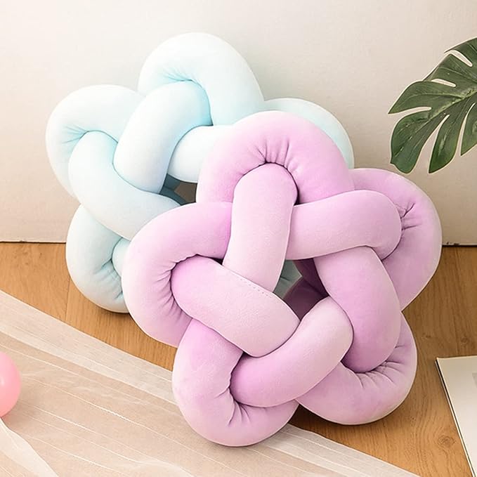 Star Shaped Knotted Pillow Soft Plush Throw Pillow Nordic Style Knot Room Decor for Home Office Sofa Couch Bed (White 12.59 in)