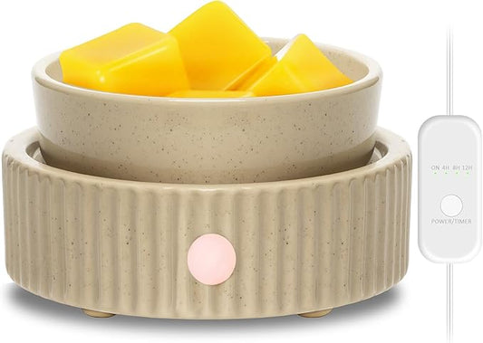 Wax Melt Warmer with 4 Timer & PTC Heating- Ceramic Fragrance 3-in-1 Oil Burner Electric Candle Wax Melter for Home Office Bedroom Fragrance, Home Décor and Gift Choice