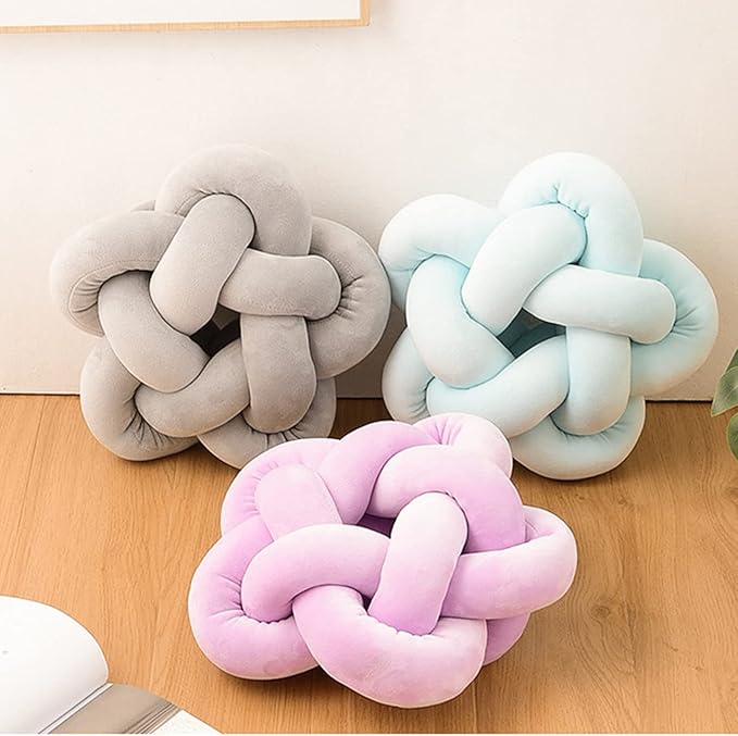 Knot Plush Throw Pillow Handmade Knotted Star Pillow Soft Sofa Lumbar Cushion Stuffed Star Cushion Home Office Children Room Decor, Black
