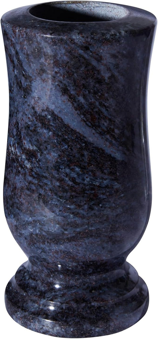 Cemetery Granite Vase for Grave, Natural Stone Heavy Headstone Flower Holder.
