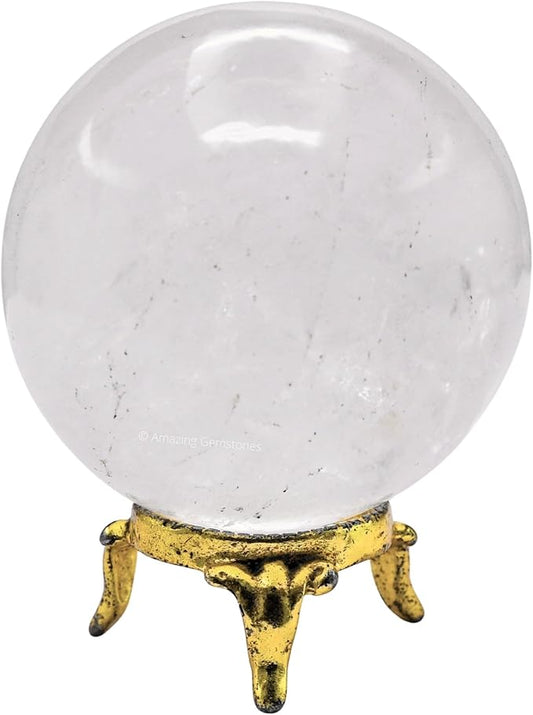 Amazing Gemstone Clear Quartz Crystal Ball with Stand - 2.5 Inches Large Crystal Sphere Meditation Balls for Witchcraft and Decorative Balls