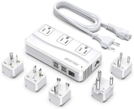 BESTEK 220v to 110v Voltage Converter, US to Europe Converter for Hair Straightener/Curling Iron, 250W Power Converter for European Travel, (EU/UK/AU/JP/India/South Africa Universal Plug Adapter)