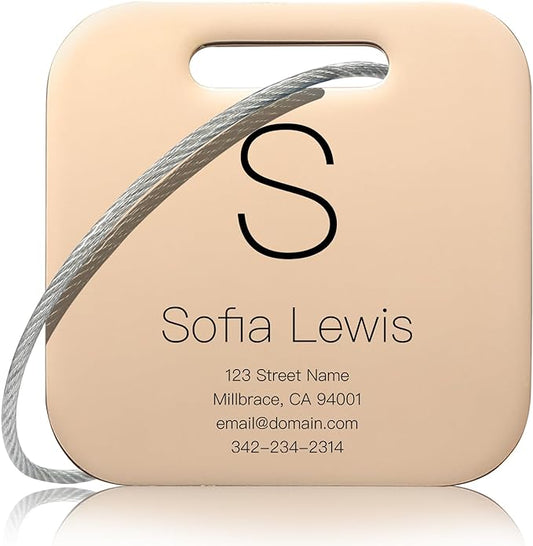 Customized Stainless Steel Luggage Tags: Personalize Your Suitcases, Backpacks, and Bags with Your Text (Rose Gold)