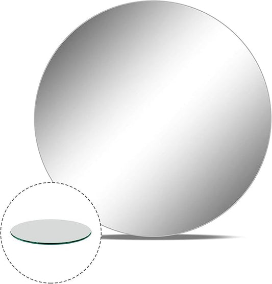 WGVI WGV Large Round Mirror Plate 14" Diameter, 4.5 mm Thickness, Frameless Sanded Edges, Quality Thick Candle Tray, Home Event Party Wedding Table Centerpiece Wall Decor, 1 Piece