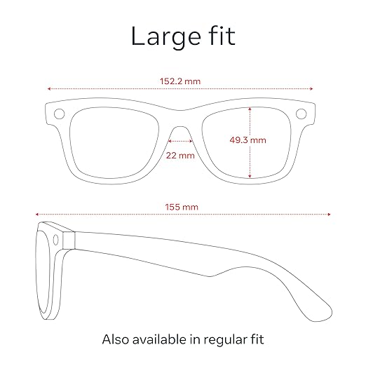 Ray-Ban Meta (Gen 1), Wayfarer, Large Shiny Black | Smart AI Glasses for Men, Women—12 MP Ultra-Wide Camera,Open-Ear Speakers for Audio, Video Recording and Bluetooth—Green Lenses—Wearable Technology