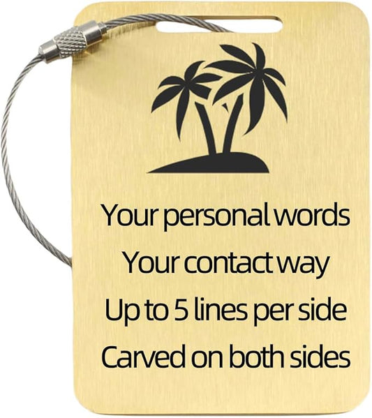 Sturdy and Durable Personalized Luggage Tags for Suitcases,Cruise Essentials Travel Tags for Luggage,Travel Bag Labels,Heavy-Duty Stainless Steel Gold Rectangular Vertical Suitcases Tags