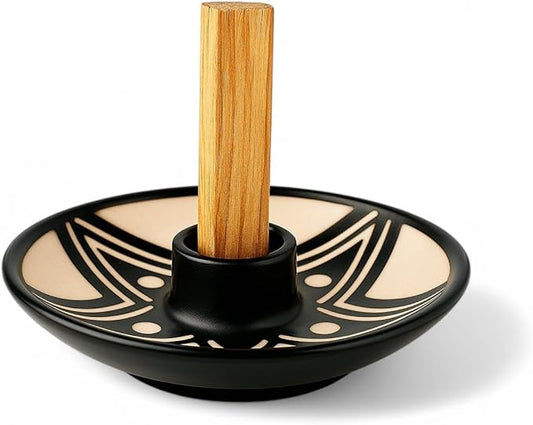 Authentic Peruvian Pottery Palo Santo Stick Holder | Handmade Ceramic Smudge Bowl | Incense and Sage Holder | Unique Decor for Spiritual and Aromatherapy Practices (Geometric Genesis)