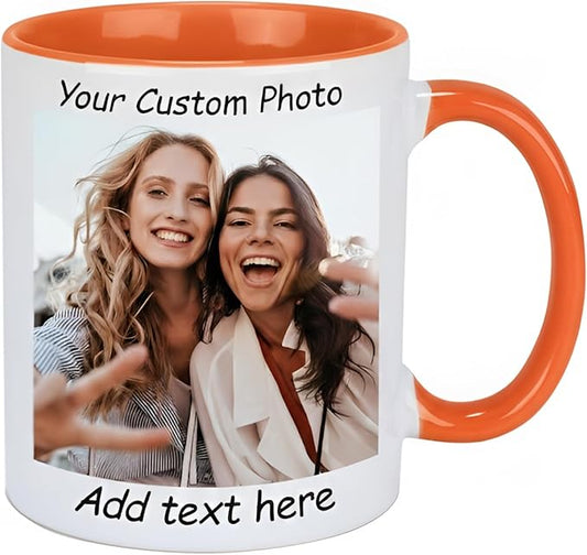 G9W168 Custom Coffee Mug, Customizable Coffee Cups with Pictures Personalized Ceramic Mug for Gifts Novelty Personalized Mugs for Friends (Orange)