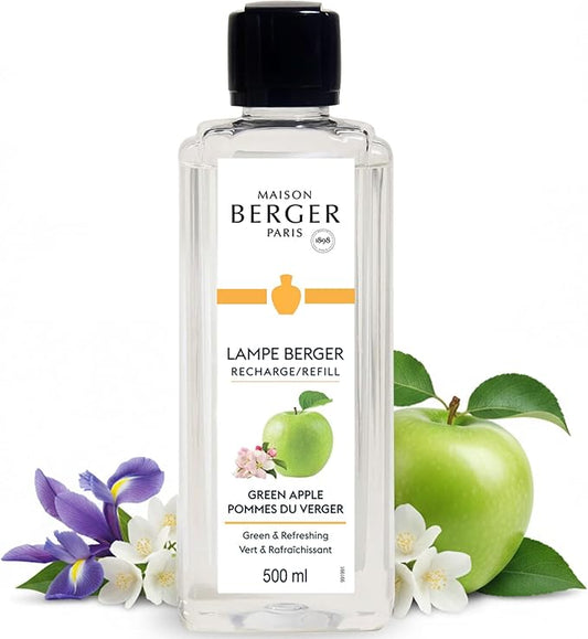 Lampe Berger Fragrance Refill by Maison Berger | for Home Fragrance Oil Diffuser | Purifying and perfuming Your Home | 16.9 Fluid Ounces - 500 milliliters | Made in France (Green Apple)