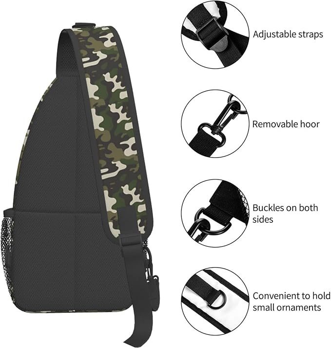 QFXUYNG Green Adult Sling Bag Unisex Chest Bags Crossbody Backpack Casual Daypacks Shoulder Bag for Women Men Cycling Hiking Travel