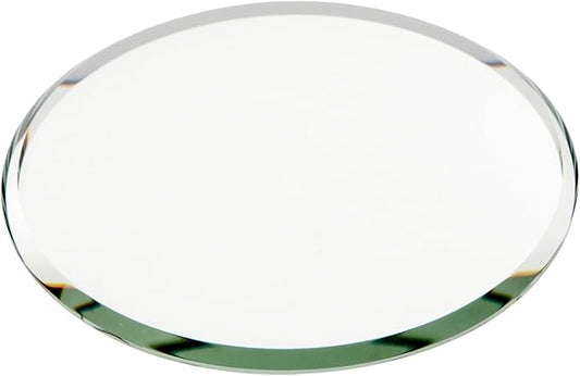 Plymor 3" Round, 3mm Thick Beveled Glass Mirror Circle, Pack of 6