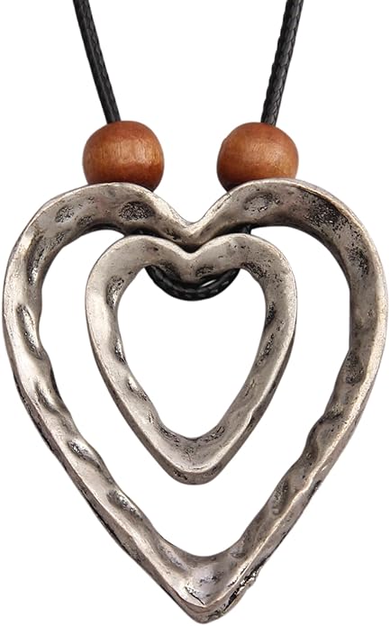 Leather Necklace for Women Boho Choker Necklace Long Cord Leather Pendant Bohemian Neckalce Vintage Alloy Pendant Leather Rope Necklace Wooden Necklaces for Women