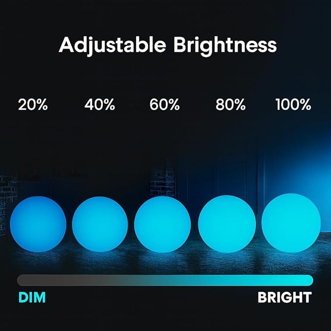 Vandue Color-Changing LED Light Ball – Rechargeable Glow Sphere with Remote – IP65 Waterproof RGB Night Light for Indoor/Outdoor, Pool, Garden, Party & Decor (24 Inch)