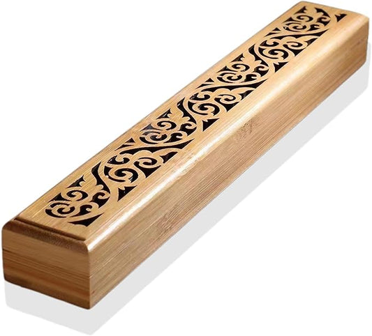 Incense Holder for Sticks, Bamboo Wood Incense-Stick Holder Ash Catcher, Incense Burner Holder for Meditation Yoga Spa Room Decor, 9.3 inch