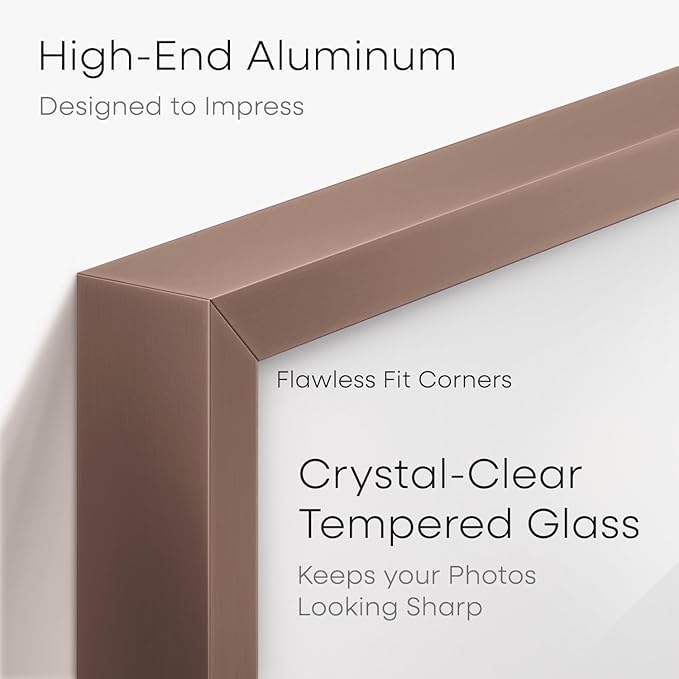 Homeforia 12x16 Picture Frame Mocha, High End Metal 12x16 Poster Frames with Mat 9x12 for Photo, 12 x 16 Mocha Frame Matted to 9 by 12 inch Print, 16x12 Thin Frames, Tempered Glass, Wall Kit, Set of 1