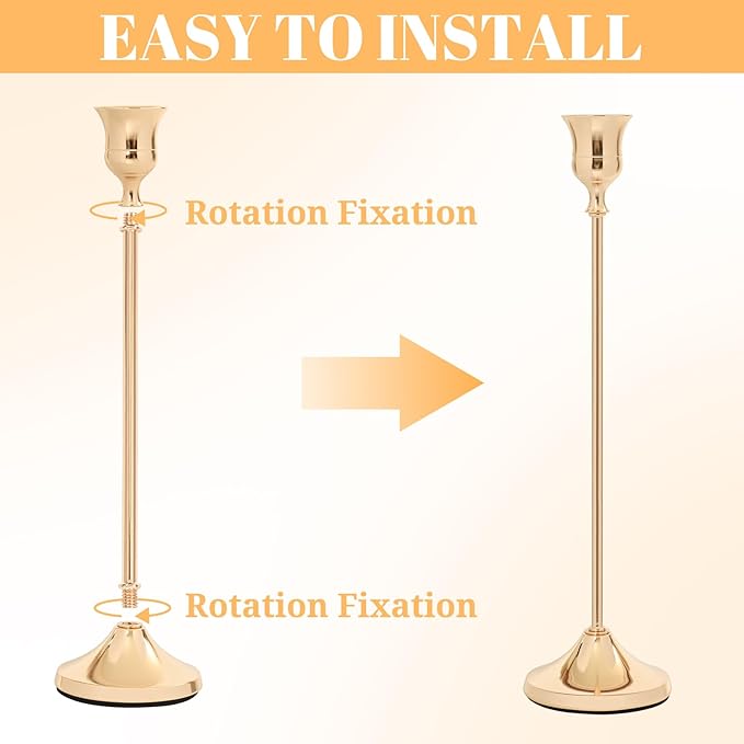 Candlestick Holders 30 PCS, Metal Taper Candle Holder, Gold Candle Holders for Pillar Candles, Vintage Dining Table Centerpiece Decorations for Wedding Party Christmas Halloween Decor
