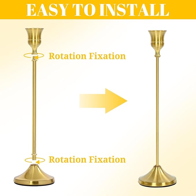 Candlestick Holders 30 PCS, Metal Taper Candle Holder, Brass Gold Candle Holders for Pillar Candles, Vintage Dining Table Centerpiece Decorations for Wedding Party Christmas Halloween Decor