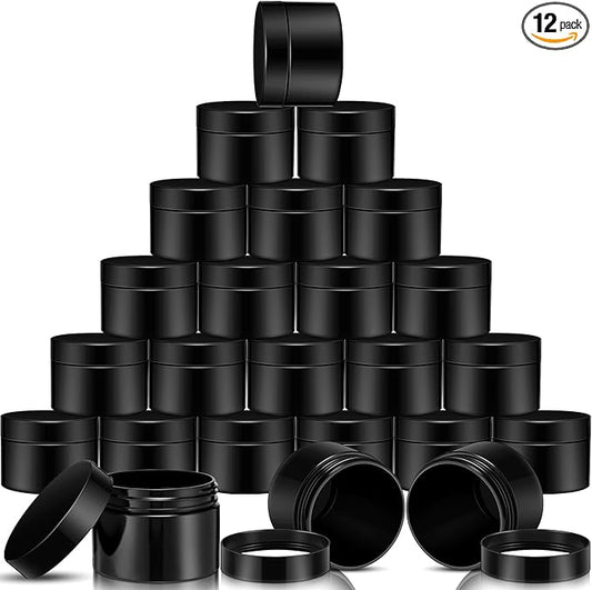 SATINIOR 12 Pack 16 oz Plastic Container Jars with Lids Round Clear Travel Cosmetic Container Slime Jar for Toiletries, Lotion, Cream, Ointment, Makeup, Rhinestone, Sample, Kitchen Storage(Pure Black)