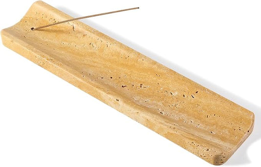 Koville Marble Incense Holder, Incense Holder for Sticks, Incense Sticks Holder Ash Catcher for Meditation Yoga SPA, Natural Stone Incense Burner, Home Table Decor (Yellow)