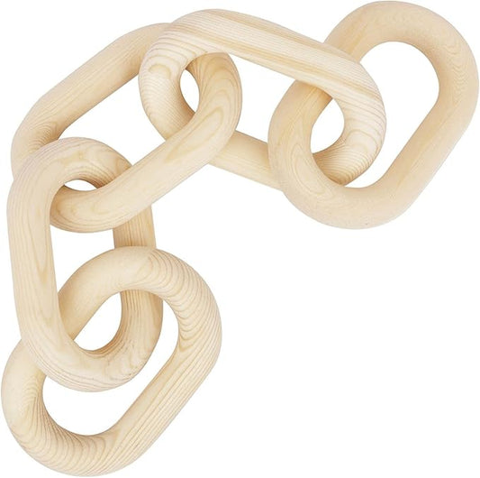 HMASYO Wood Chain Link Decor, 5-Link Wooden Decorative Chain Home Decor Accents, Coffee Table Decor, Shelf Decor Aesthetic, Bookshelf Table Decorative Objects for Living Room, Housewarming Gifts