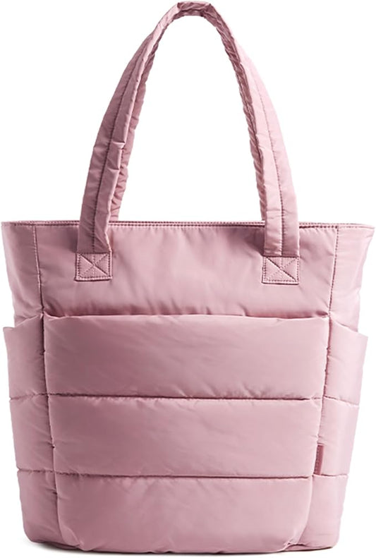 BAGSMART Tote Bag for Women, Lightweight Puffy Tote Bag with Compartments Shoulder Bag Handbag for Travel, Work, Gym