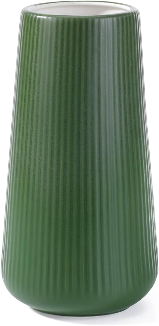 Alpinegreen Ceramic Vase, GUKJOB Small Cute Flower Vase for Pampas Grass, Home, Living Room, Dining Table, Farmhouse, Office Decor, Bedroom, Table, and Kitchen Shelf (Alpinegreen)