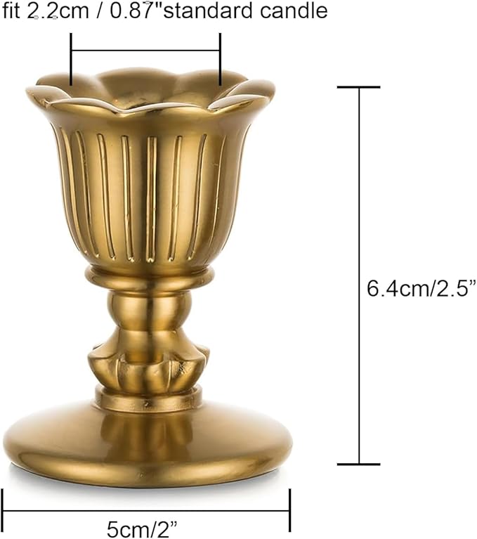 Vintage Brass Candlestick Candle Holders, Taper Gold Candle Stick Victorian Style for Dinner Room Table Centerpiece Wedding Reception Christmas Fireplace Decoration Home Decor Set of 6