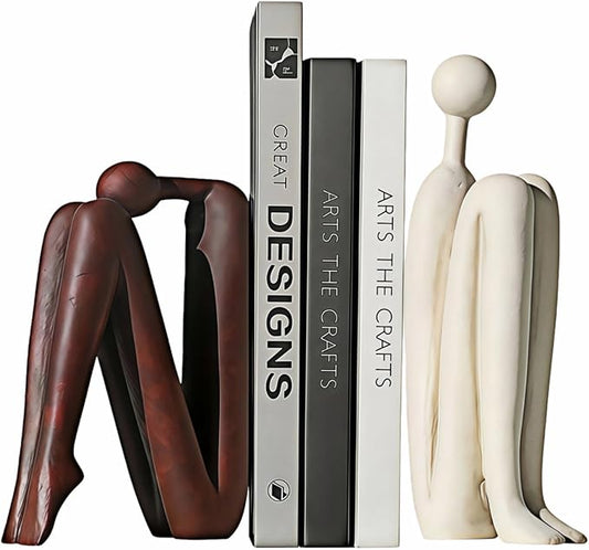 Decorative Bookends for Shelves，Bookends for Heavy Books Resinous Thinker Statue,Book Shelf Decor，Modern Creative Office Company Bookends Ornament Decorations