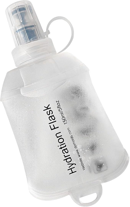 WILDREEDS 150ml Soft Flask, TPU Collapsible Soft Water Bottle for Hydration Pack, Running Vest, Folding Water Bottle for Hiking Cycling Climbing-1Pcs, White