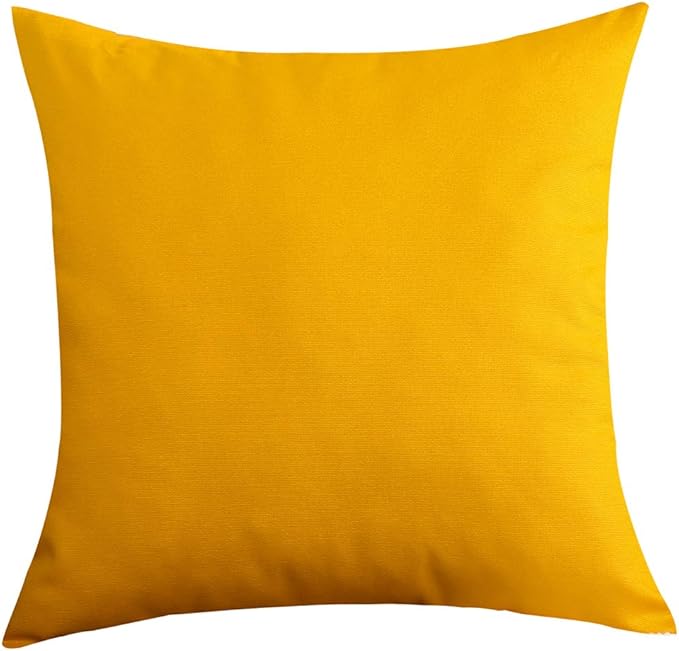 TangDepot Set of 2 Handmade Decorative Solid 100% Cotton Canvas Throw Pillow Covers/Cushion Covers, 45 Colors Available - (20"x20" 2 Pieces, Gold Yellow)