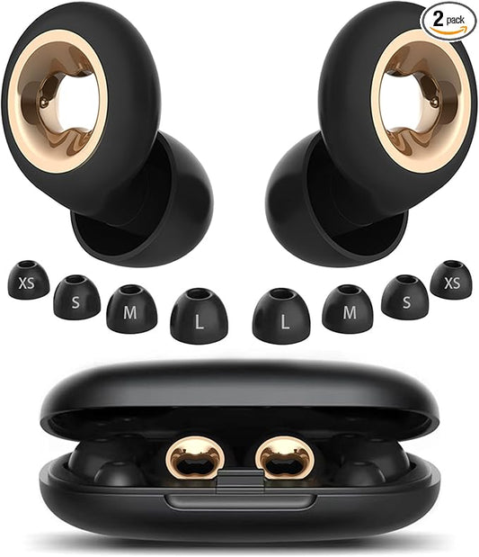 Ear Plugs for Sleeping 45DB Noise Cancelling: Ultra-Comfy Reusable Noise-Reducing Earplugs for Concerts & Travel & Snoring-Silicone Hearing Protection Earbuds with 8 Eartips - Black