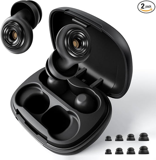 Ear Plugs for Sleeping 45dB Reusable Noise Cancelling Ear Plugs with 8 Eartips and Travel Case for Concerts, Snoring, Travel, Study Sleeping earplugs(Black)