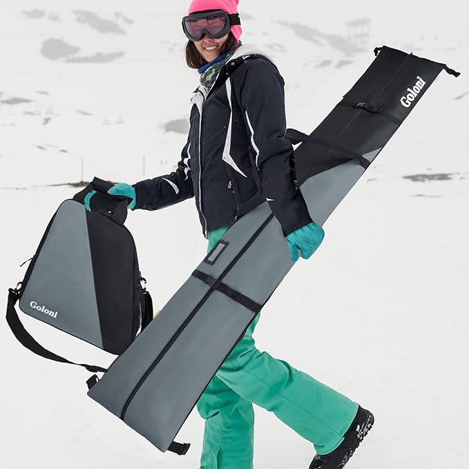 Goloni Ski Bag and Boot Bag Combo,Ski Bags for Air Travel,Snowboard Bag Fits for Skis Up to 180 CM and Boots Up To Size US13