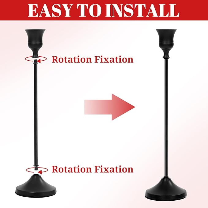 Candlestick Holders 45 PCS, Metal Taper Candle Holder, Matte Black Candle Holders for Pillar Candles, Vintage Dining Table Centerpiece Decorations for Wedding Party Christmas Halloween Decor