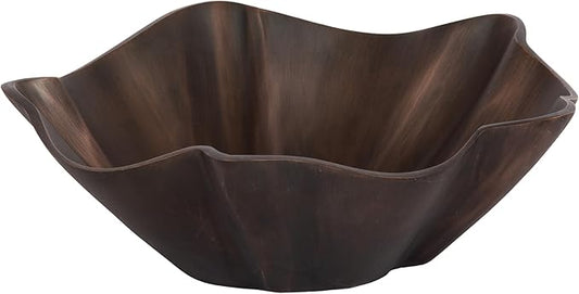 Kate and Laurel Flutte Scalloped Decorative Metal Serving Bowl, 10 x 10 x 3, Bronze, Modern Wavy Fruit Bowl for Kitchen Counter or Use as Tabletop Storage for an Entryway Table