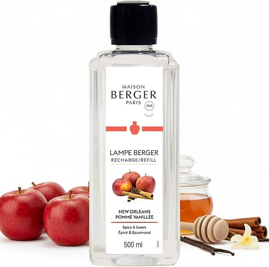 MAISON BERGER New Orleans Lampe Berger Refill, 500 ml (16.9 fl oz), Odor-Neutralizing Home Fragrance Oil Lamps, Pear, Apple, Honey, Cinnamon, Patchouli, Vanilla, Made in France