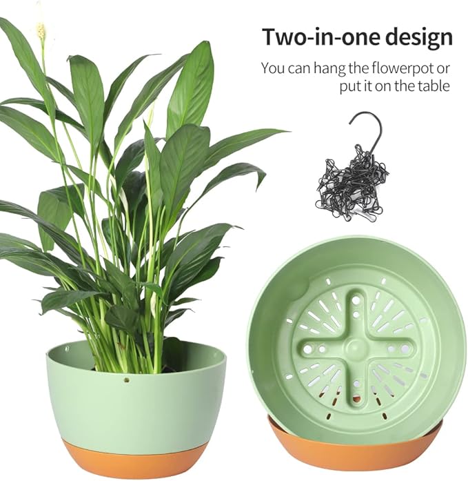 Lookat 3 Pack 8.3inch Hanging Pots for Plants Outdoor Indoor, Hanging Planters with Drainage Hole (8.3inch Grey（3 Pieces）)