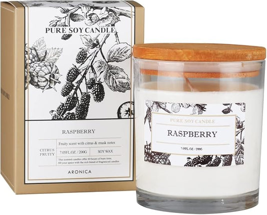 Aronica Raspberry Candle, Baby Shower Game Winner Gifts, Fruit Scented Soy Candles for Home, Fall Candles Bestfriend Gift, House Wax, Energizing Candle for Woman