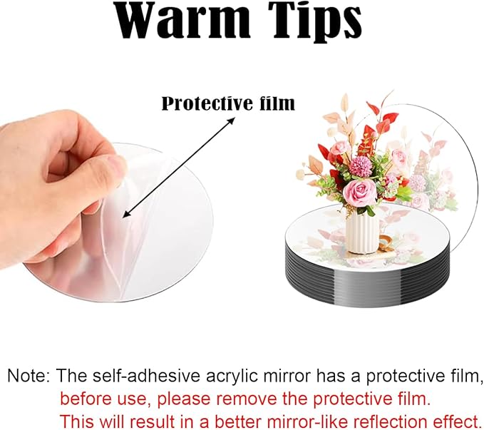 10 Pack Round Mirrors for Centerpieces, 8 inch Circle Mirror Centerpieces for Tables, Mirror Tiles for Wall Table Wedding Centerpieces Mirror Plates for Candle Wedding Decorations