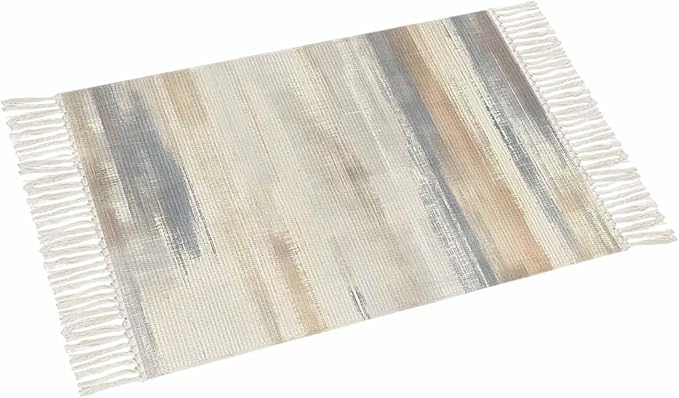 Beige Gray Brown Runner Rug 3X5 Ft Bedroom Area Rug, Washable Woven Abstract Ombre Art Throw Carpet with Tassel, Non-Shedding Vintage Minimalist Gradient Aesthetic Dining Room Living Room Carpets