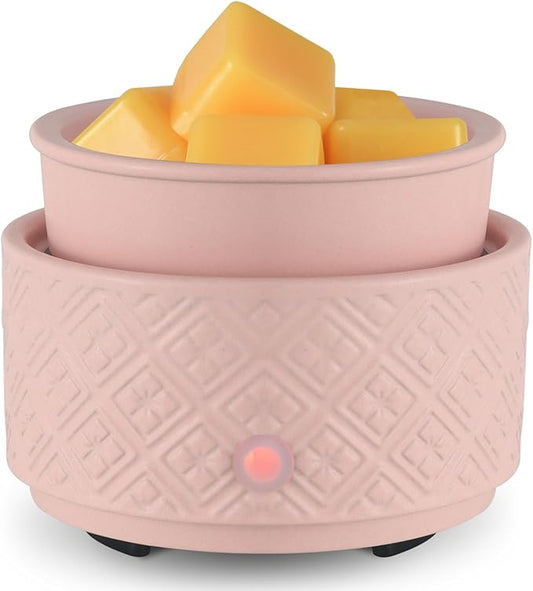 Wax Melt Warmer for Scented Wax,3-in-1Ceramic Wax Warmer Fragrances Candle Oils, Home Fragrance Burner,Electric Candle Warmer Perfect Christmas Gifts for Mom Women(Pink)
